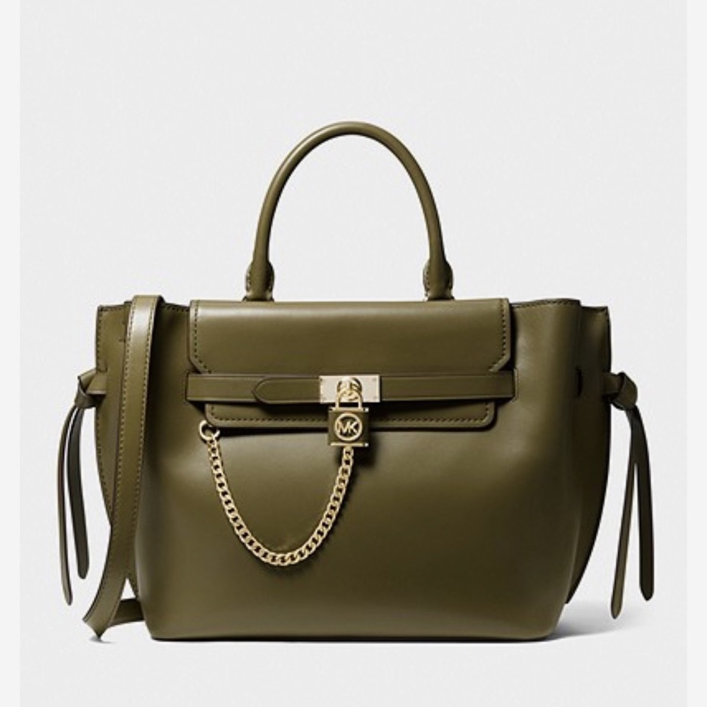 Brand New MICHAEL KORS Hamilton Legacy Large Leather Belted Satchel